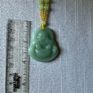Buddha Necklace Jade Art Glass Vintage Endless Strand